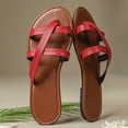 thumbnail image 5 of Samdudou Slip On Soft Leather Flip Flops Plus Size Roman Strappy Sandals Elegant Lightweight Solid Color Open Toe Thong Sandals for Summer Daily and Work, 5 of 9