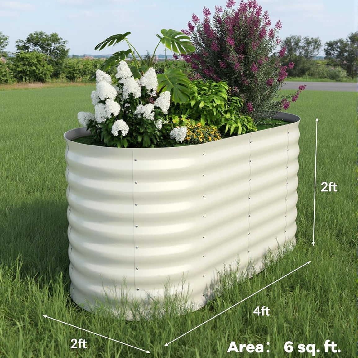 WildBreak Raised Garden Bed, Galvanized Planter Box, 4 x 2 x 2 ft, Beige