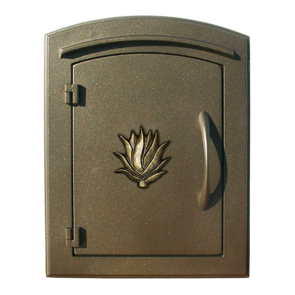 Buzón Manchester NON-LOCKING para montaje en columna con "logotipo decorativo AGAVE" en bronce Qualarc MAN-1406-BZ