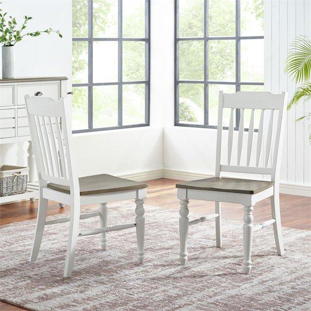 Steve Silver Giles Two-tone Ivory and Cocoa Wood Side Chair