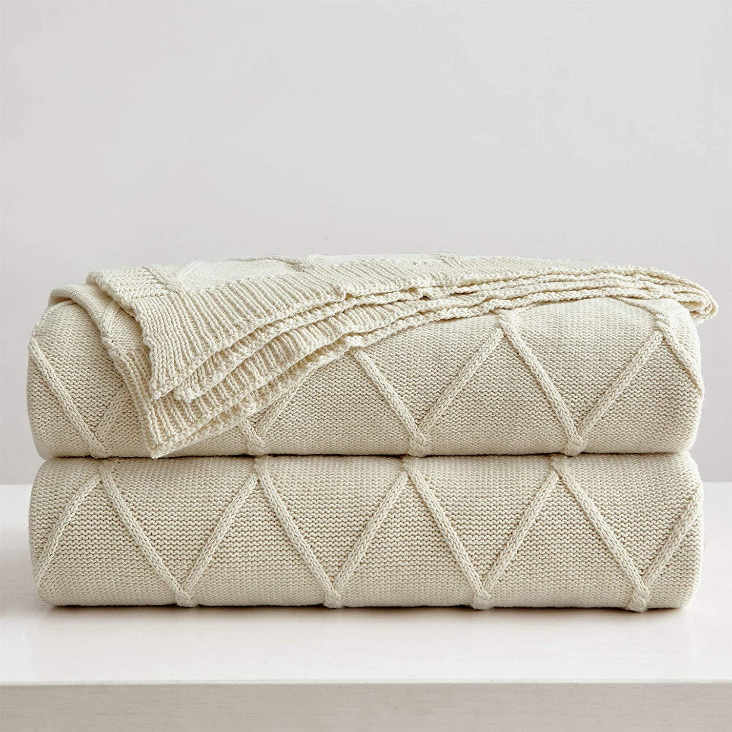 Cream cable knit throw sale