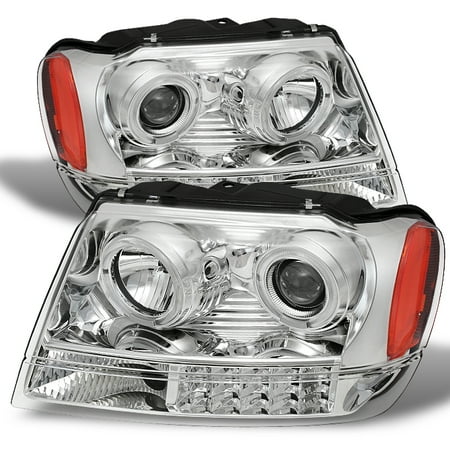 Fit 1999 04 Jeep Grand Cherokee Halo Projector Headlights Fit 1999 04 Jeep Grand Cherokee Halo Projector Headlights Replacement 2000 2001