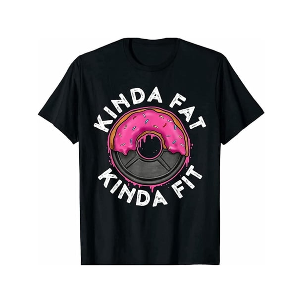 Men's Workout T-Shirt - Kinda Fat Kinda Fit Black Printed Short Sleeve Tee"