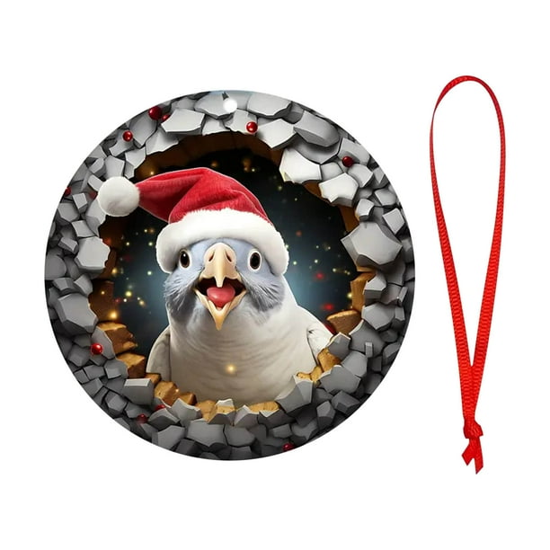 Wmhnj Adornos navideños de madera con animales sonrientes con gorros de Pap Noel para una decoracin festiva.