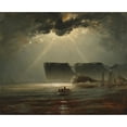 thumbnail image 2 of Peder Balke 14x12 Black Ornate Wood Framed Double Matted Museum Art Print Titled: From North Cape (1840), 2 of 5