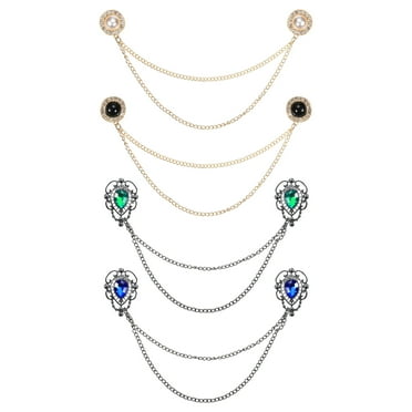 4 Pack Sweater Clips Vintage Cardigan Collar Clips with Chain for Women