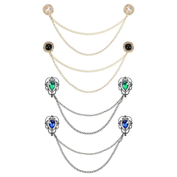 Uxcell 4 Pack Sweater Clips Vintage Cardigan Collar Clips with Chain for Women