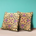 thumbnail image 3 of Amrita Sen Designs  20 x 20 in. Paisley Leaf Geo Duo Suede Zippered Pillow with Insert - Beige, Purple & Green, 3 of 5