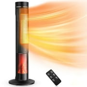 Air Choice 36" Space Heater for Large Room, 1500W PTC Space Heaters for Indoor Use, 4 Modes & Adjustable Thermostat, 3D Flame, 12H Timer, Oscillating, Remote Control, Tower Heater