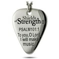 thumbnail image 2 of Women's Stainless Steel Guitar Pick Necklace-Psalm 101:1 by Shields of Strength, 2 of 4