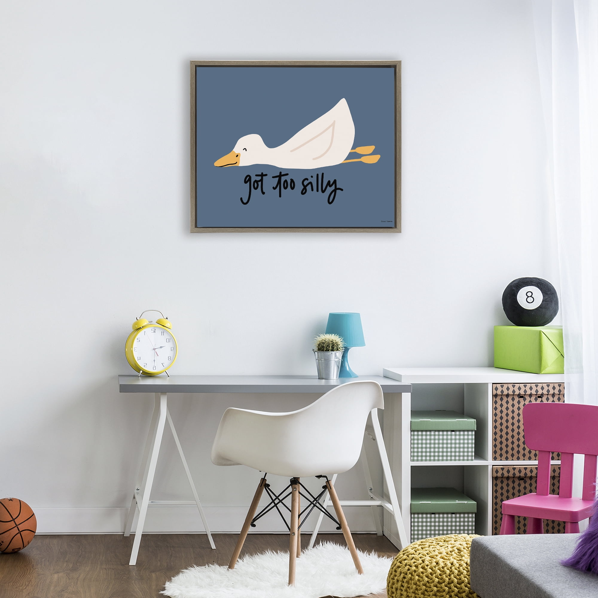 Stupell Industries Got Too Silly Duck Brown Framed Floater Canvas Wall Art, design by Rachel Nieman