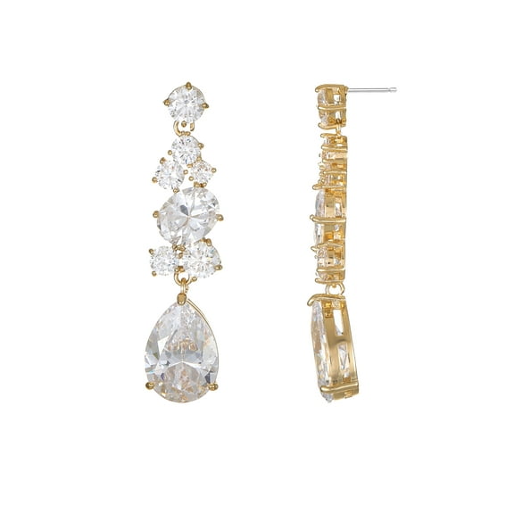 Believe by Brilliance 14Kt Gold Flash Plated Dangling CZ Stone Earrings, 1 Pair