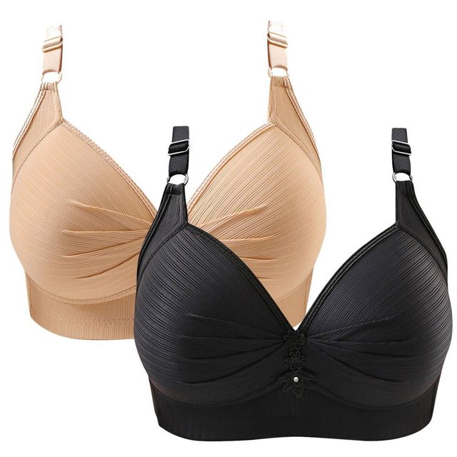 SDNall 2PCS Womans Fashion Plus Size Wire Free Comfortable Push Up Hollow Out Bra Underwear