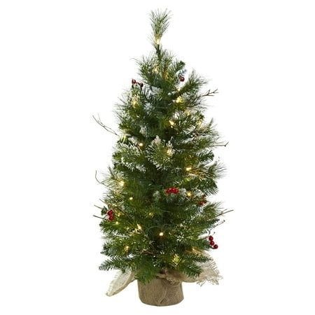 3 ft. Pre-lit Christmas Tree with Berries & Burlap