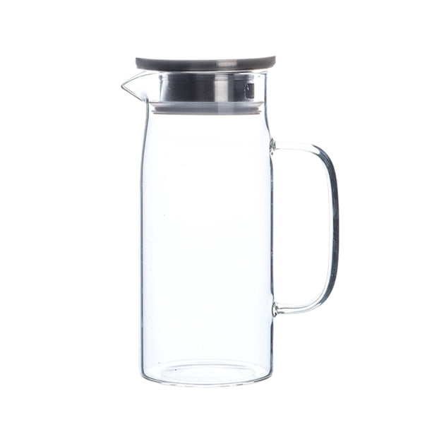 Jarra de vidrio transparente con tapa para servir agua fría o caliente, té helado o bebidas. tal como se describe
