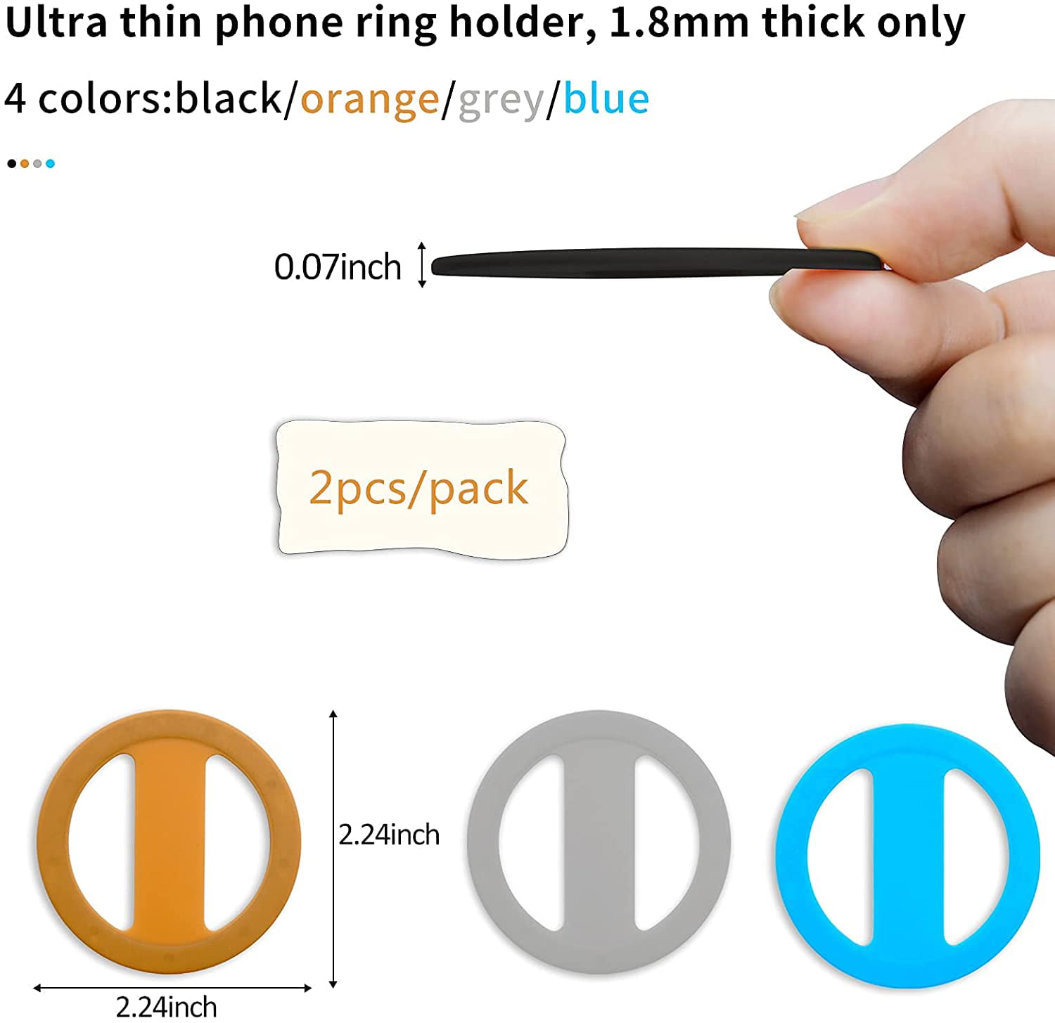 Yingmore Phone Grip Samsung Android Smartphones Elastic Silicone Cell Phone Strap Ring Holder Mobile Phone Finger Loop for Hand Compatible with iPhone 2pcs Black/Orange 