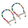 thumbnail image 5 of 2Pcs Colorful Beads Cockatiel Parakeet Bird Parrot Wooden Swing for Small Medium Size Birds Small Hammock Hanging Perch Stand Toy, 5 of 9