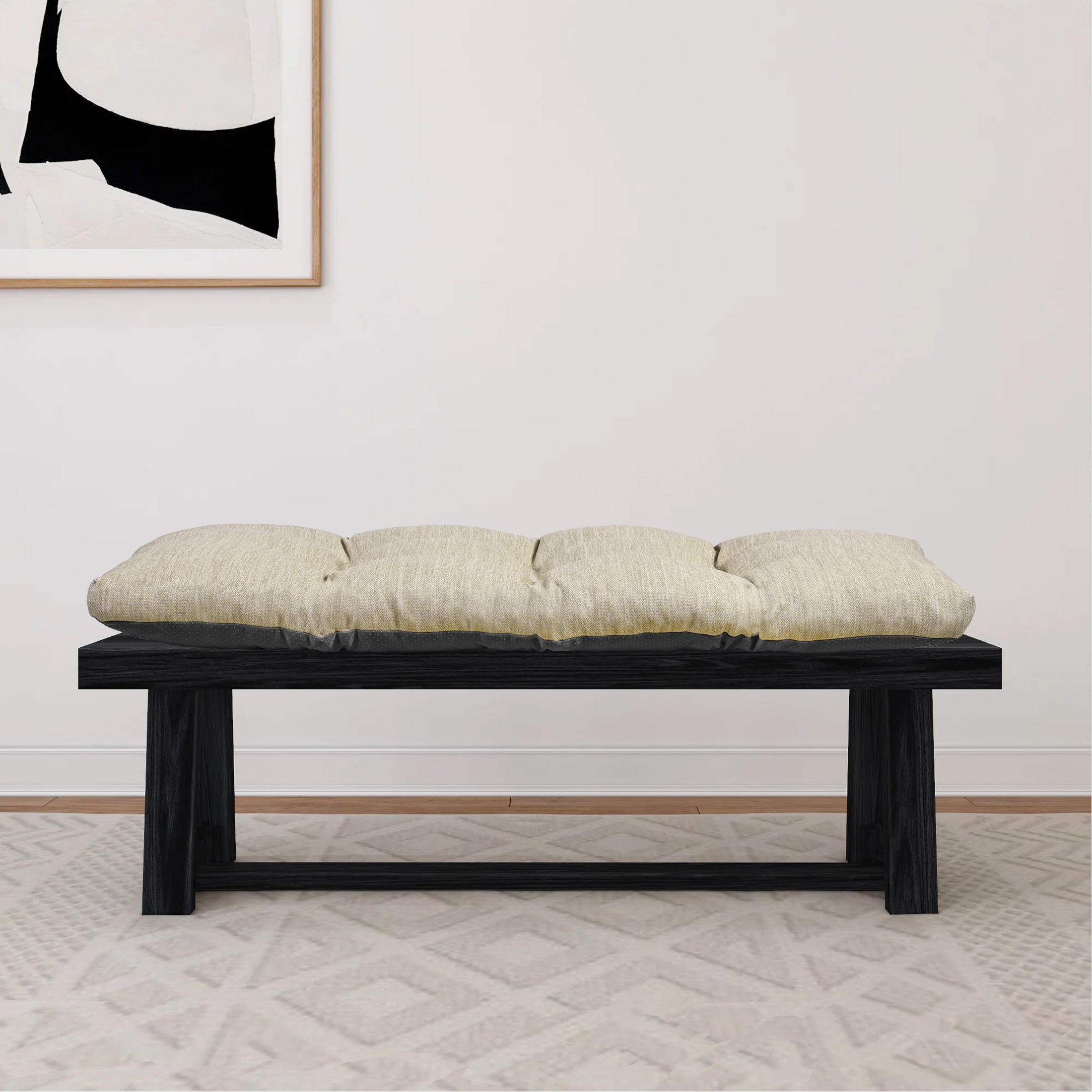 Baibu Tufted Bench Cushion Loveseat Cushion with Tires Suitable for Garden Patio Bench Indoor Furniture with Anti-slip Bottom, Beige, 36"x15"x3"