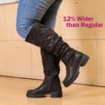thumbnail image 6 of Love Steetly Women's Extra Wide Calf Knee High Boots, Slouchy Ruched Tall Boots, Harness Buckle Strap, Chunky Lug Sole Block Heel Side Zipper Boots., 6 of 8