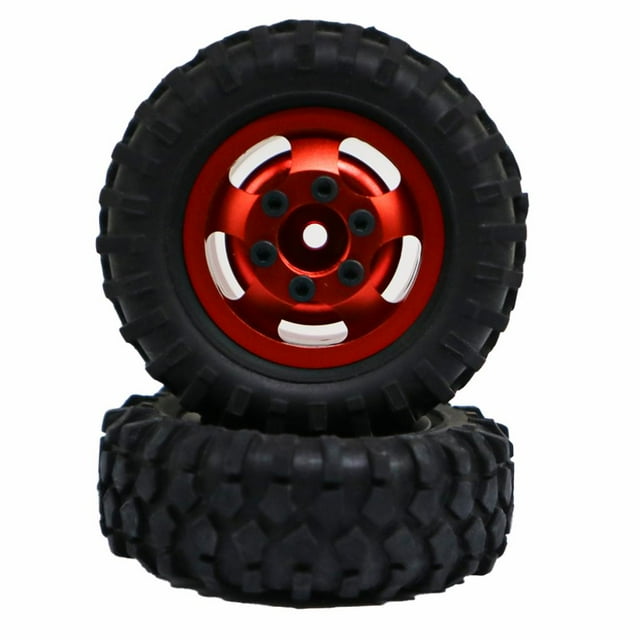 ZheElen 2x 1/24 Wheel Rims Tyre RC Upgrade Part Plastic Wear-resistant Rc Wheel Rims Tyre For Axial SCX24 RC Car Part Red
