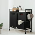 thumbnail image 4 of 3 Bags Laundry Hamper with Wheels Hooks Laundry Sorter Cart for Clothes Storage, 4 of 5