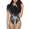 thumbnail image 2 of Picia Futuristic Moonlit Cityscape Womens One Piece Swimsuits Modest Tummy Control Bathing Suits Lace Up Slimming Swim Suit-Medium, 2 of 9