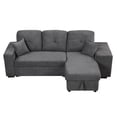 thumbnail image 4 of Reversible Sleeper Sectional Sofa Bed with Side Shelf and 2 Stools,Pull-Out L-Shaped Sofa Bed,Corner Sofa-Bed with Storage Chaise Left/Right Hande for Living Room,Blue Black, 4 of 25