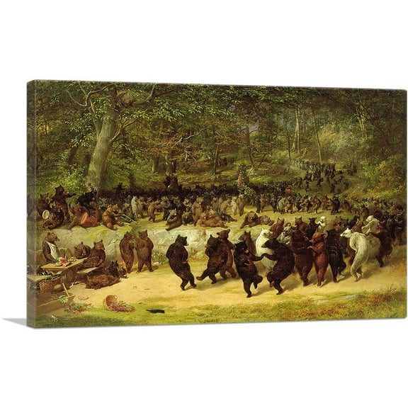 ARTCANVAS The Bear Dance 1850 Canvas Art Print by William Holbrook Beard - Size: 26" x 18" (0.75" Deep)