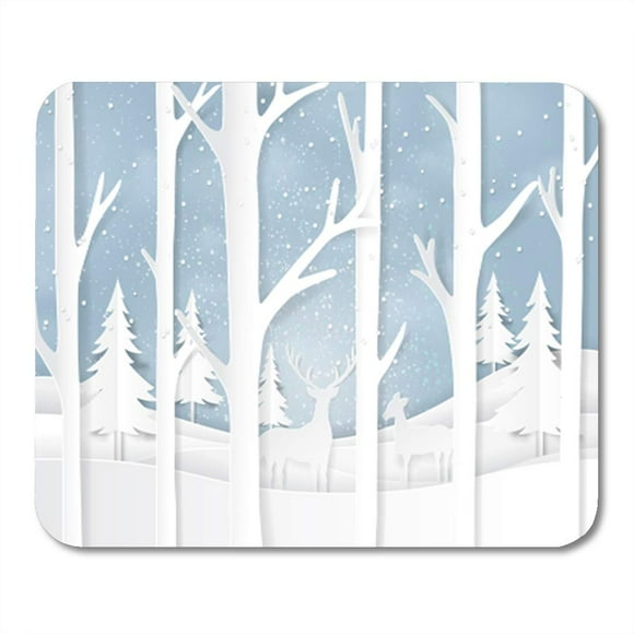 POGLIP Nature Landscape and Couple Deer on Snow Winter for Merry Mousepad Mouse Pad Mouse Mat 9x10 inch
