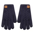 thumbnail image 3 of SUXIAN Winter Gloves Thick Double Layer Knitted Label Cold Proof Warm Solid Color Screen Finger Cold Weather Gloves Navy One Size, 3 of 3