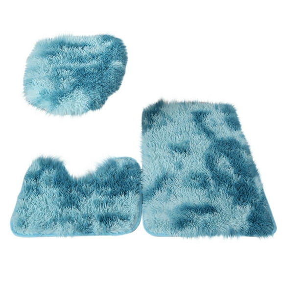 Halloween Decorations Bedroom Carpet Cleaner Bathroom Rugs Sets 3 Piece Solid Color Toilet Seat Cover Non Slip Bath Mats Lid Cover Bath Rug Mat Family Home Decor Blue Clearance