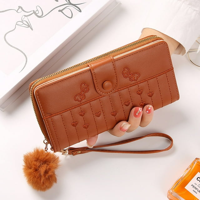 Portefeuille long pour Femmes Porte-Cartes Sac à Main Sac de Cellulaire Sac à Pièces Sac Multifonctionnel à Fermeture Éclair Grande Capacité
