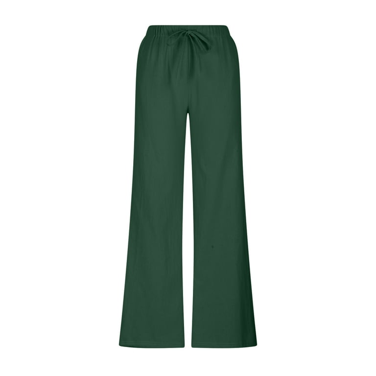 TrendVibe365 Flowy Pants for Women Cotton Linen Summer Beach Wide