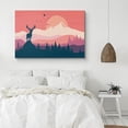 thumbnail image 2 of PixonSign Framed Wall Art Print Elk Above Pink Mountain Landscape Animals Wildlife Illustrations Modern Art Rustic Landscape Fun Multicolor Boho Decor for Living Room, Bedroom - 24"x36", 2 of 5