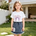 thumbnail image 2 of Glisme Toddler Outfit For Girl Round Neck Summer Floral Print Short Sleeve Top And Skirt Playwearss Adorable Clothes 2-3 Years White, 2 of 5