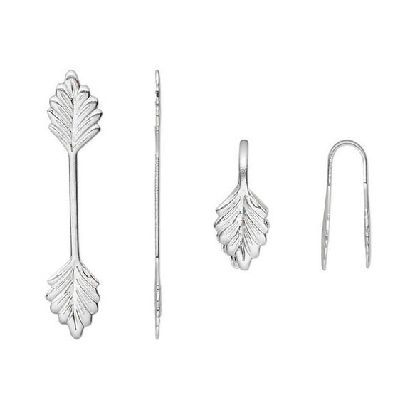 20 Silver Plated Brass Metal Leaf Shaped 29mm Long Fold Over Glue On Jewelry Finding Bails To Make Pendants & Charms for Undrilled Items