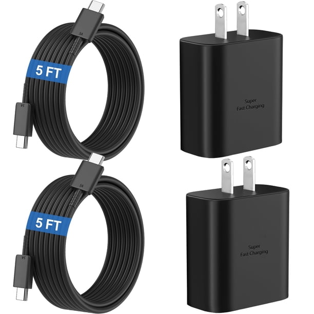 Cargador Samsung Super Fast tipo C de 45 W con cable de 1,5 m, color negro