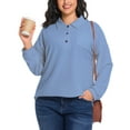 thumbnail image 7 of Cuteduck Women's Plus Size Waffle Knit Tops Henley Long Sleeve Fall Casual Shirts 1X-5X, 7 of 7