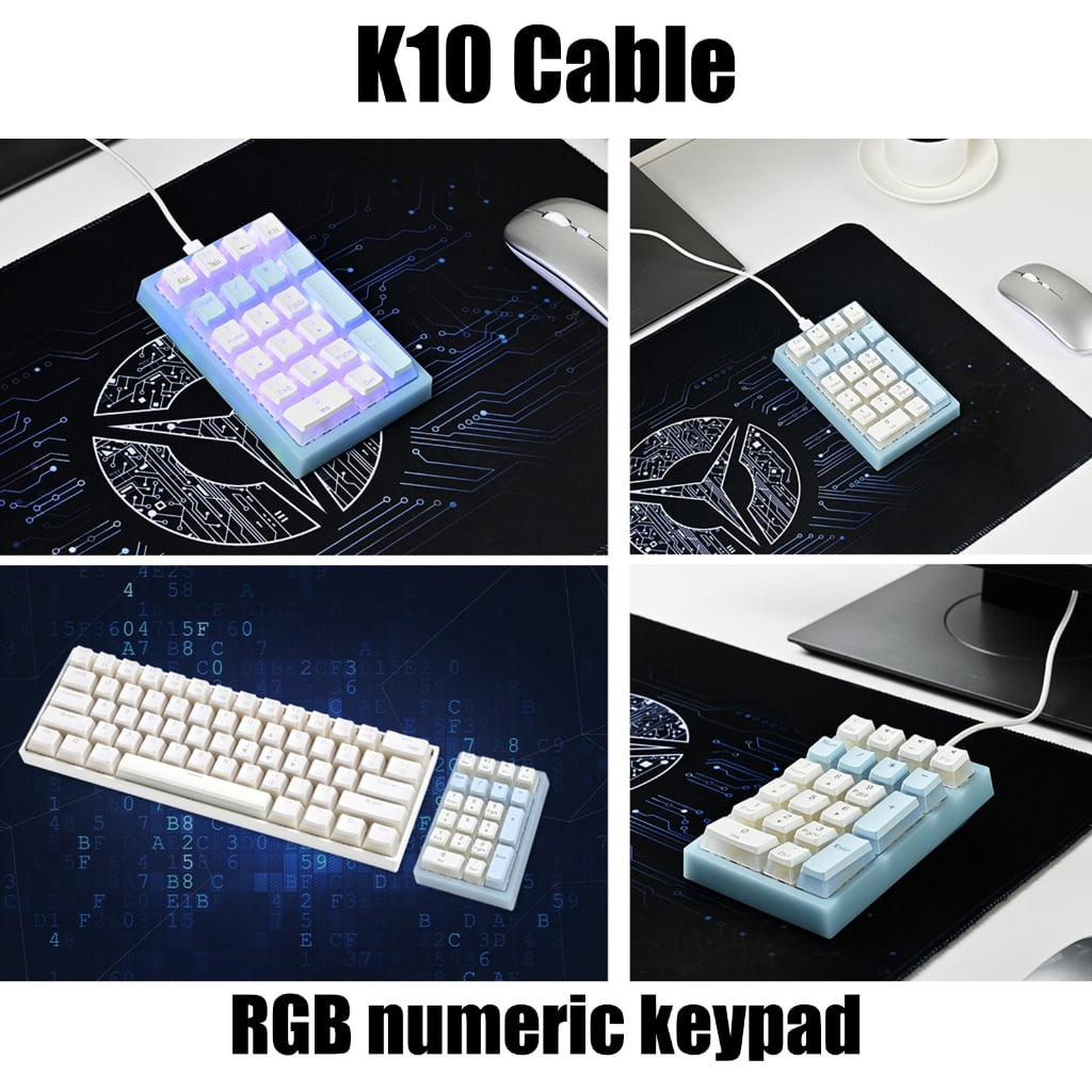 NEXAVKPR Mechanical Numeric Keypad Hot-Swap Switches Corded Gaming Keypad LED Backlit Keycap Numpad Portable Keypad Extended Layout