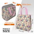 thumbnail image 3 of Pioneer Flower Floral Print Pattern Insulated Lunch Bag for Women & Adults,Large Portable Soft Cooler Lunch Bag,Thermal Food Storage Tote with Pearl Cotton,8.66L,8.75x5.75x9.5 Inch, 3 of 6