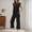 Black, variant on HAIJIE womens linen set two Piece Easter Sets for Women Summer Spring Lou-nge Sets Travel Vacation Outfits Cap Sleeve Side Slit Wide Leg Pants (BU2,XL)