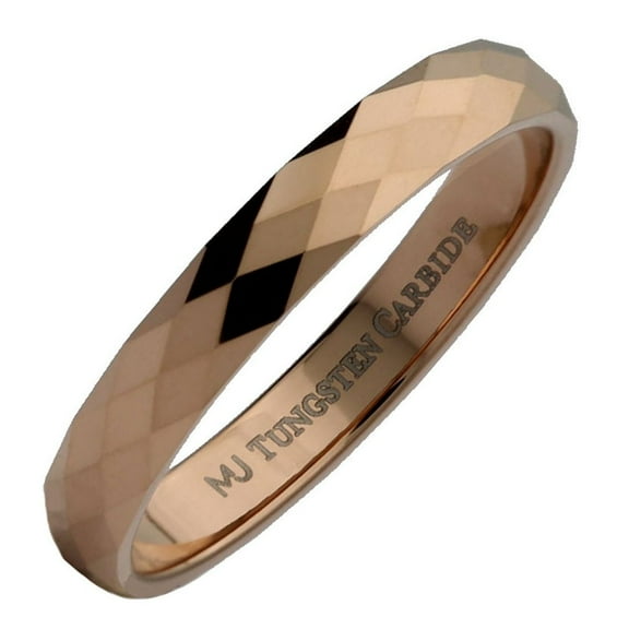Metals Jewelry Unisex Adult 3MM Rose Gold Plated Honeycomb Pattern Tungsten Carbide Wedding Band Ring Size 10