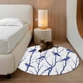 thumbnail image 3 of Round Area Rug 3 Ft, Navy Blue Branches Birds Washable Non-Slip Circle Carpet for Living Room/Bedroom, Abstract Forest Silhouettes Low-Profile Small Floor Mats Collection Rugs for Indoor, 3 of 7
