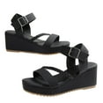 thumbnail image 6 of Women's Wedge Sandals Open Toe Braided Strap Casual Summer Shoes with Adjustable Buckle Thick Platform Heel Non Slip Comfortable Sandals for Women Plus Size Available, 6 of 10