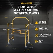 MetalTech 4 Ft Adjustable Portable Scaffolding Platform w/ Locking Wheels