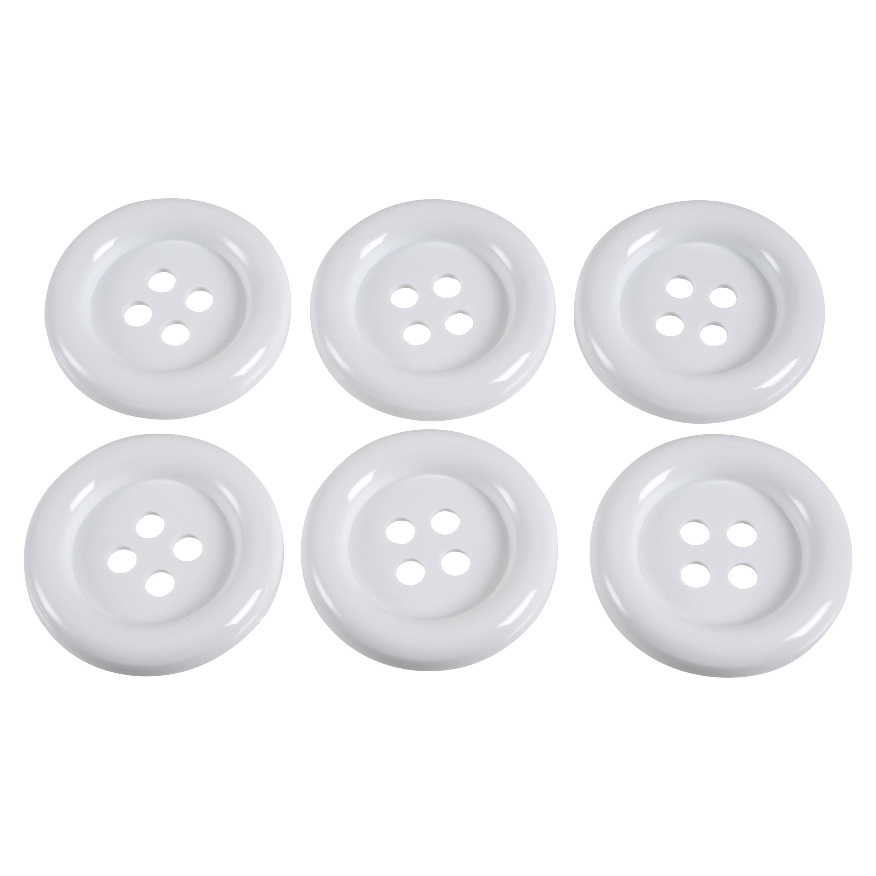 Favorite Findings White 1 3/8 4-Hole Big Buttons, 6 Pieces 
