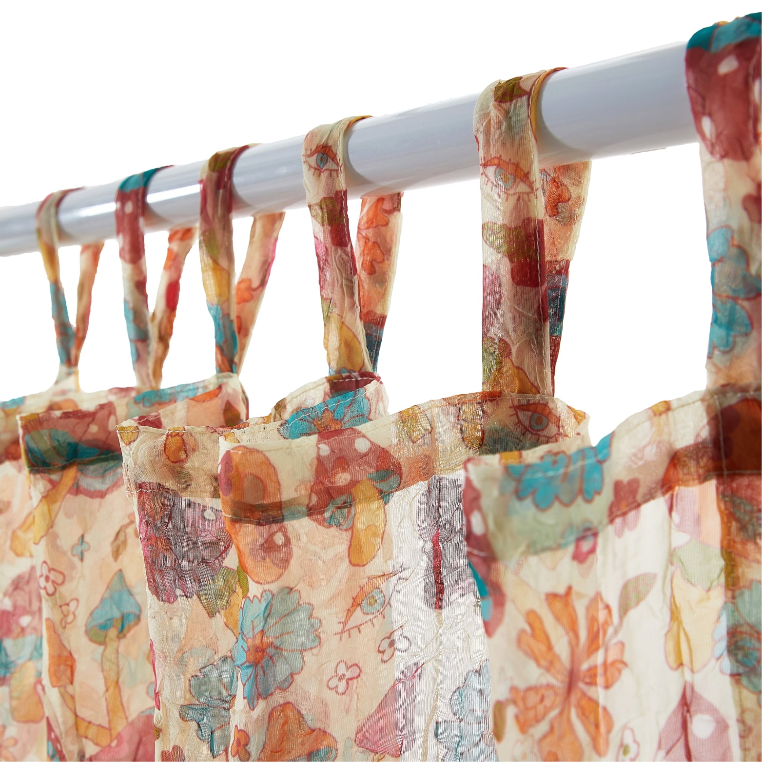 Urban Shop 38" x 84" Sheer Single Curtain Panel, Mushroom Print