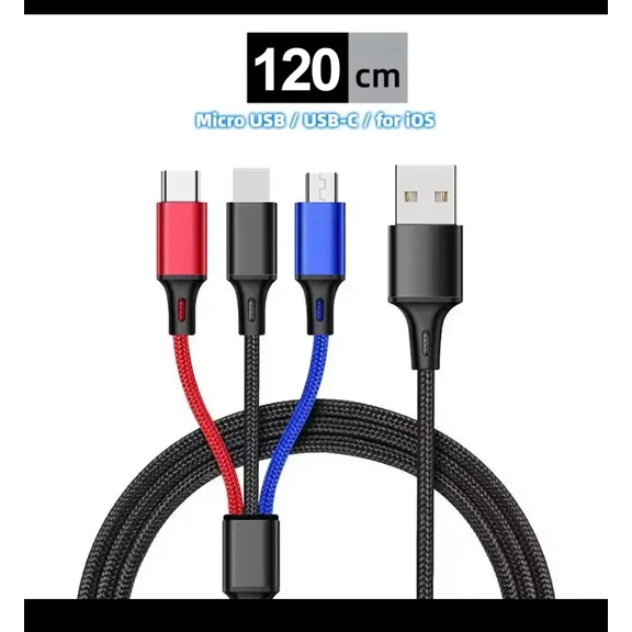 3 In 1 Fast Charging Cable Universal Multi Function Cell Phone Charger Usb Cord