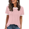 thumbnail image 4 of PNTUTB Women's Summer Crew Neck Pleated Color Blocked Short Sleeve Pullover Comfortable Loose T Shirts, 4 of 6