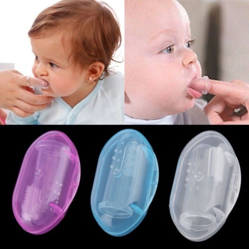 Baby Silicone Finger Toothbrush with Box Toddler Convenient Durable Portable Transparent Train Toothbrush